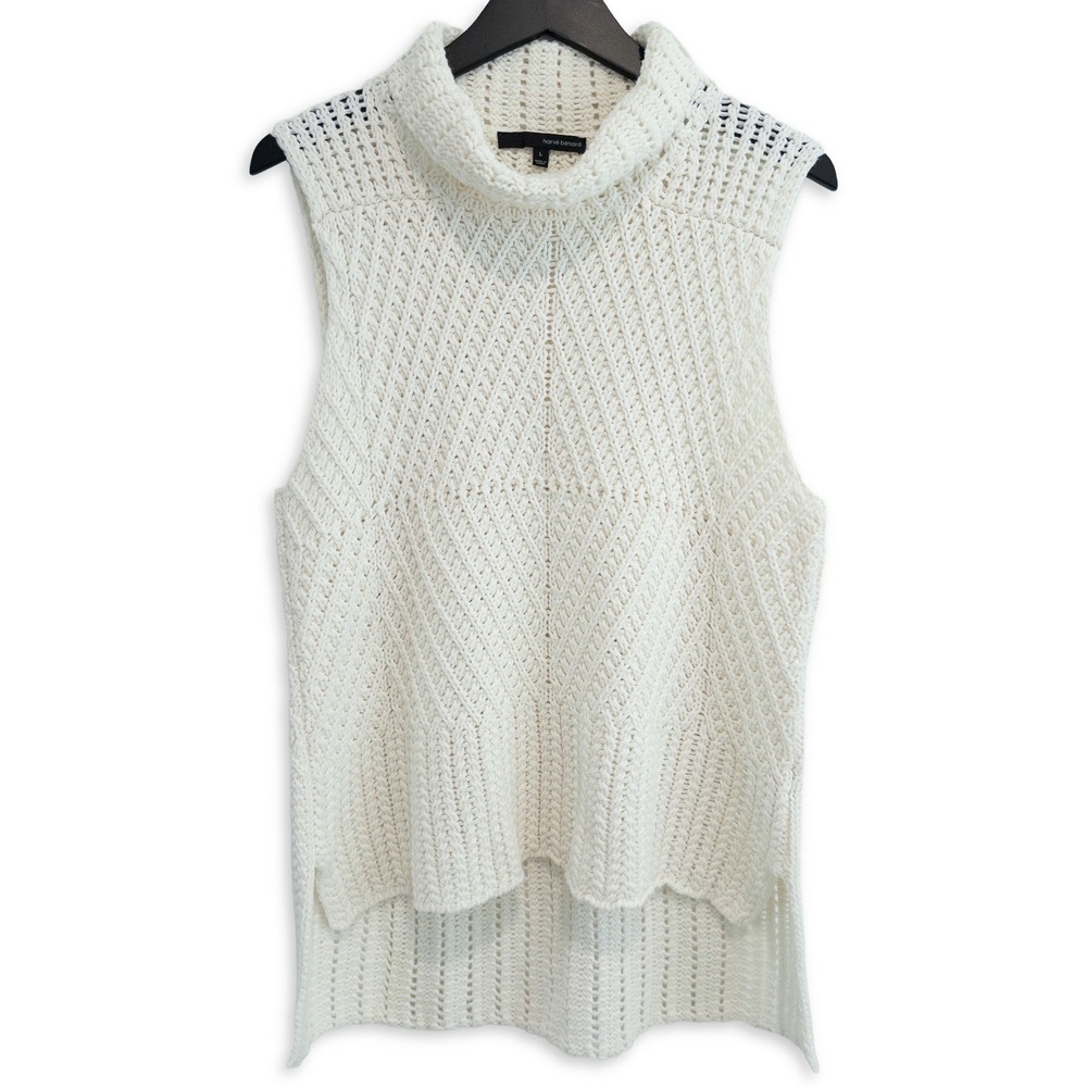 Harve Benard Sleeveless Sweater Women L Coastal Grandma Quiet Luxury Chunky Knit